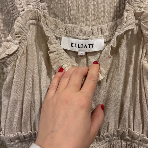 Elliatt Linen Midi Maxi Dress Sleeveless Stretchy Flowy Cream Nude Neutral - Picture 4 of 9